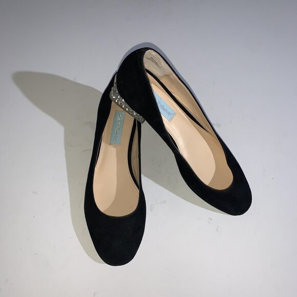 Betsey Johnson Shoes - Betsey Johnson Shoes Womens Size 6.5 Black Rhinestone Block Heel Pumps SB Frida